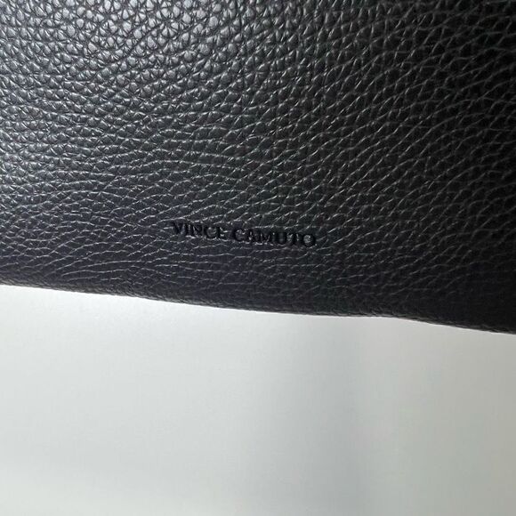 Vince Camuto Vegan Leather Black Gray Stripe Tote Bag New! - Picture 5 of 7